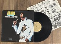 Photo showing Elvis Presley Promised Land album cover and vinyl record.