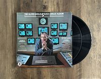 Photo of the front of the vinyl double album titled The Silver Jubilee Album featuring Glenn Gould with the records partially pulled out.