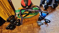 Overall lot: medicine ball, kettlebells, Yes4All box, resistance bands
