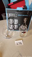 Riedel Cold Drinks Set box with decanter and glasses displayed showing packaging and items.