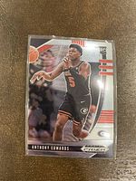Front of the 2020 Panini Prizm Anthony Edwards rookie card showing player in black Georgia Bulldogs uniform, action pose, card number 41, team and branding logos.