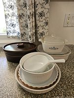All bakeware pieces grouped on countertop