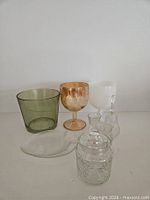 All seven glass pieces grouped together