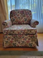 Front view of Norwalk floral armchair