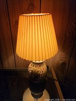 Lamp illuminated showing shade and base