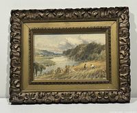 Frontal view of framed watercolor painting