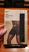 Front of the Nike Dri-FIT Elite Micro Boxer Brief packaging, showing product image, size XL, and product branding.