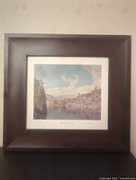 Overall view of the framed print 'Morning on the Key' by A.J. Casson showing the dark wooden frame and the artwork centered inside.