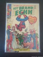 Full front cover of Not Brand Echh Volume 1 #6 February 1967 Marvel comic book in a protective sleeve showing characters and title.