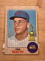 Front view of 1968 Topps Tom Seaver All-Star Rookie card showing portrait and graphical details