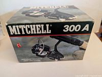 Box of Mitchell 300A reel showing exterior graphics and model number.