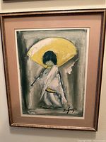 Front view of the framed DeGrazia print showing the full artwork and frame.