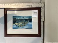 Framed print of Castle Mountain with visible measurement rulers around frame edges.