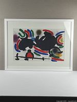 Full front view of framed lithograph showing composition and framing