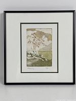 Full framed botanical etching print showing dual panel composition and overall earth tone palette.