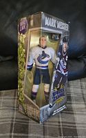 Front view of Mark Messier action figure in original box with clear window showing the figure inside, box prominently labeled with player name and NHL Pro Zone branding.