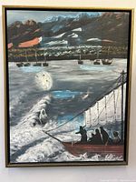 Frontal view of the acrylic mixed media painting "Faith" by Henry Banger Benvenuti, showing the entire artwork and frame.