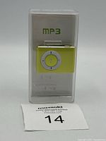 MP3 player in original clear plastic packaging labeled 'mp3'