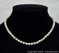 Full view of necklace displayed on black velvet bust