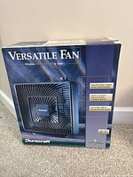 Boxed Duracraft Versatile Fan suitable for window, desk, floor or table.