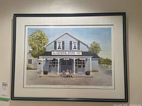 Full frontal view of framed print showing the illustration