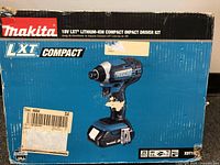 Front of box showing Makita LXT Compact Impact Driver Kit with image of impact driver, model number XDT11R, and 18V battery.