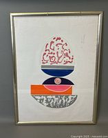 Front view of framed signed lithograph showing overall image and frame.