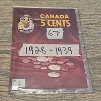 Front cover of Canada 5 Cents folder with handwritten date range label