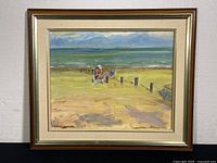 Full view of framed oil painting and mat, showing overall composition and frame style