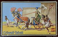 Full front view of the Cruwell-Tabak advertising sign featuring an Egyptian chariot scene, displaying overall condition and design.