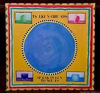 Front cover of the Talking Heads Speaking Tongues LP showing colorful geometric artwork with the album and artist name.