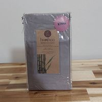 Photo of packaged Bamboo King Pillow Case Pair showing front label with brand Bewako and size King.