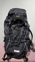 Front view of the black Salewa hiking backpack showing overall condition and design.