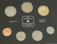 Seven Canadian coins from 2002 in a specimen set holder marked Royal Canadian Mint