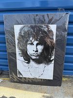 Full view of Jim Morrison pencil portrait drawing on a black mat board, measuring 20x16 inches.