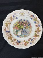 Full view of Royal Doulton Brambly Hedge Autumn collector plate with central detailed illustration and decorated rim
