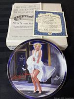 Photo of the collector plate inside its original box with Certificate of Authenticity and information brochure.