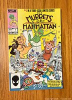 Front cover of The Muppets Take Manhattan #1 comic book showing Muppet characters in Manhattan cityscape style