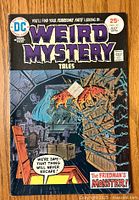 Front cover of Weird Mystery Tales issue #20 comic book showing a monster breaking through a wall with a lab setting background.