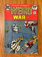 Front cover of Weird War Tales #17 comic book showing skeleton in military attire with planes