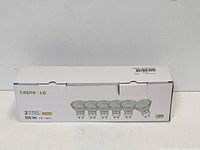 Front view of the Lepro LE 6-pack LED bulbs box, showing brand, quantity, and basic bulb details.