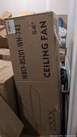 Original retail box with product description and size indication: 54 inch ceiling fan