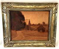 Full front view of framed painting showing composition and frame style