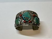 Full frontal view of cuff bracelet on white background