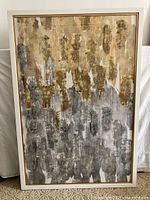 Full front view of framed painting showing overall abstract composition