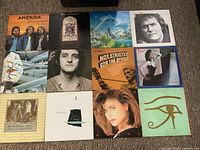 Top view showing all 12 LP record covers arranged in a grid, featuring portraits and stylized album art.