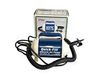 Clear front view of the Quick-Fill Electric Air Pump with original box in background.
