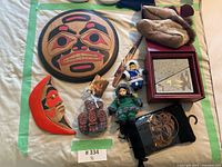 Overview of all lot contents arranged on fabric surface