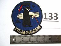Photo showing the embroidered patch with ruler for scale, demonstrating the patch is approximately 4.5 to 5 inches in diameter.