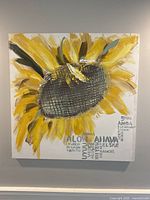 Full view of sunflower canvas hanging on wall
